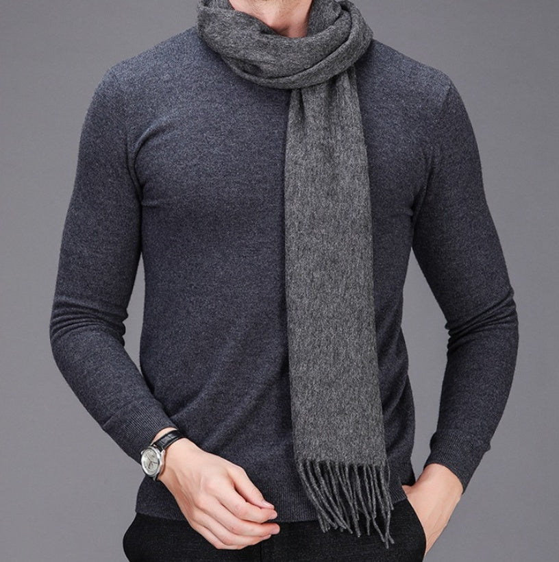 High-end brand winter cashmere scarf Men and women with pure wool warm retro thickened long collar