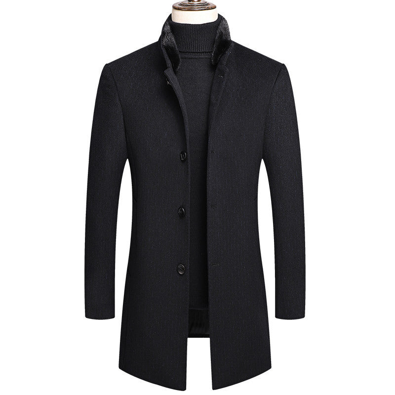 Thick mink wool woolen coat