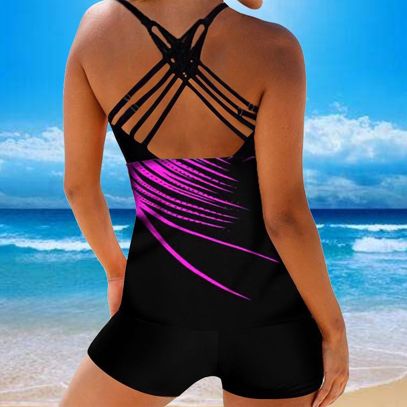 Solid color split swimsuit