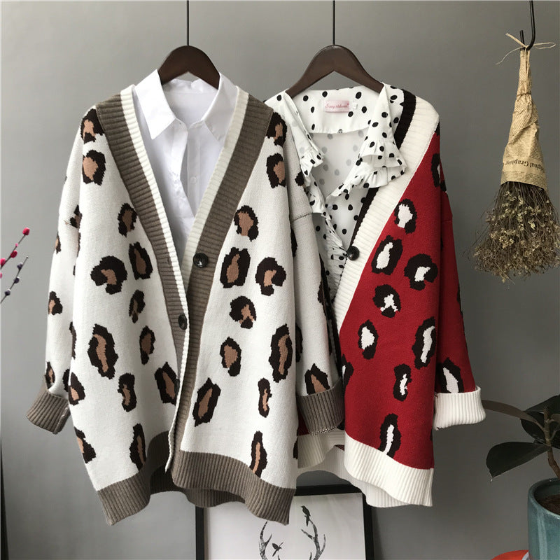 Knitted Leopard Sweater Women's Korean Version Thick