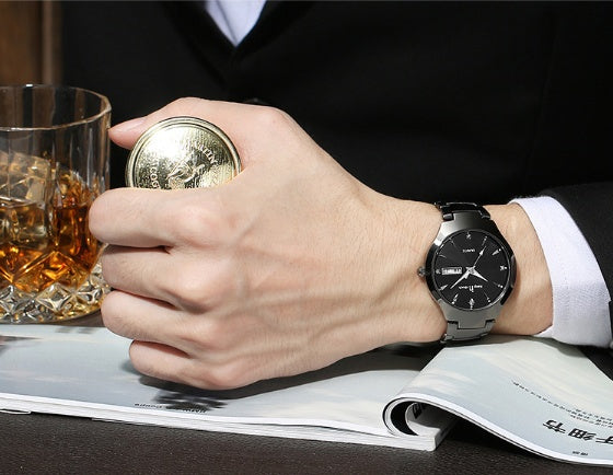 Leisure Fashion Quartz Dual Calendar Night Light Watch