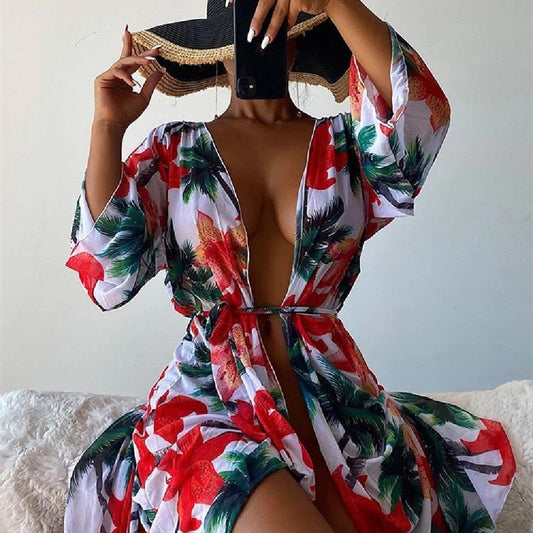 Fashion Blouse Split Three-piece Set For Women