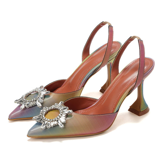 Gradient Color High Heels Sun Buckle Wine Glass Heel Women's Shoes