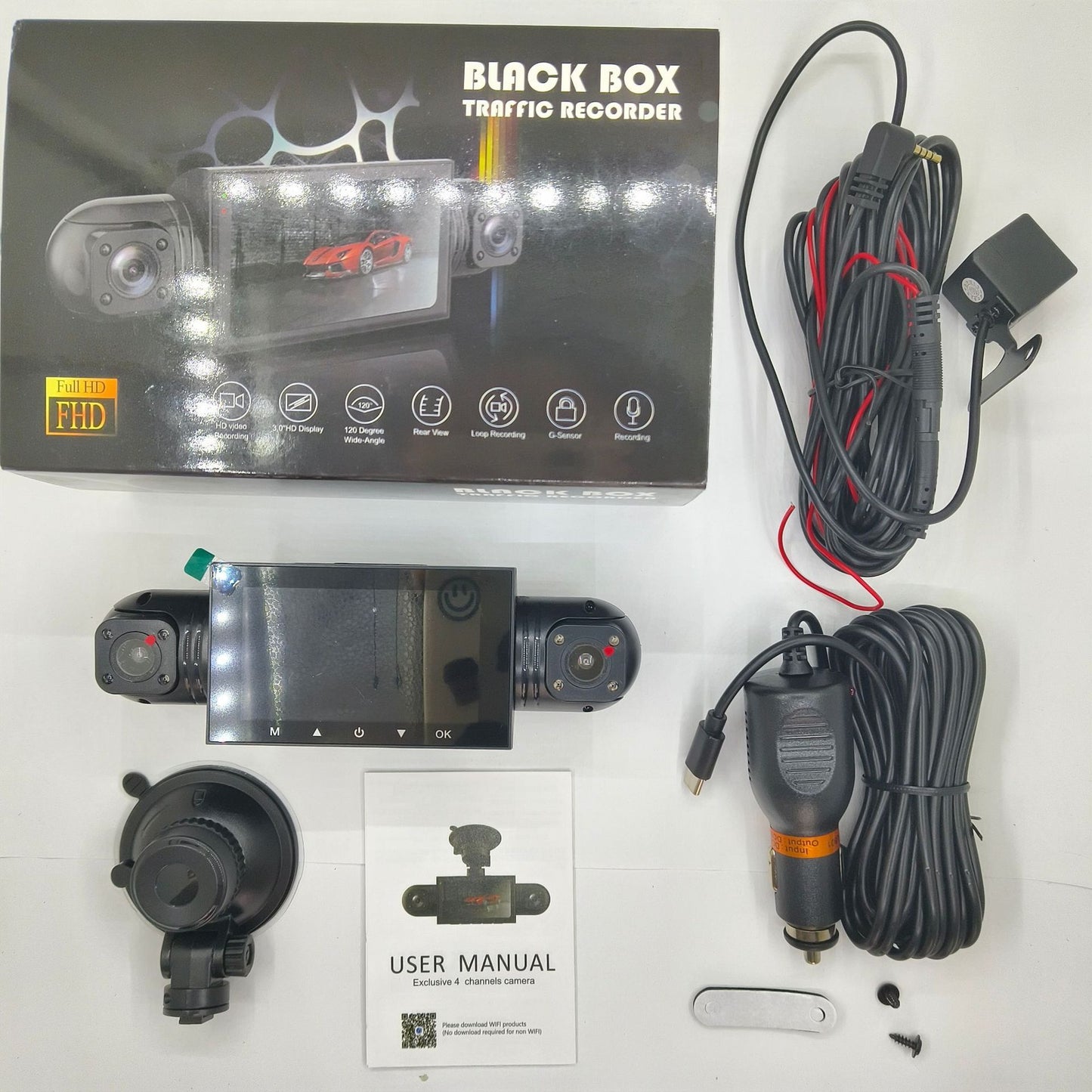 Four-record 1080p Driving Recorder HD Night Vision Wide Angle