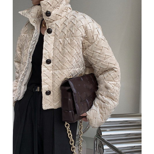 Fashionable Temperament Stand-collar Short Padded Jacket Women
