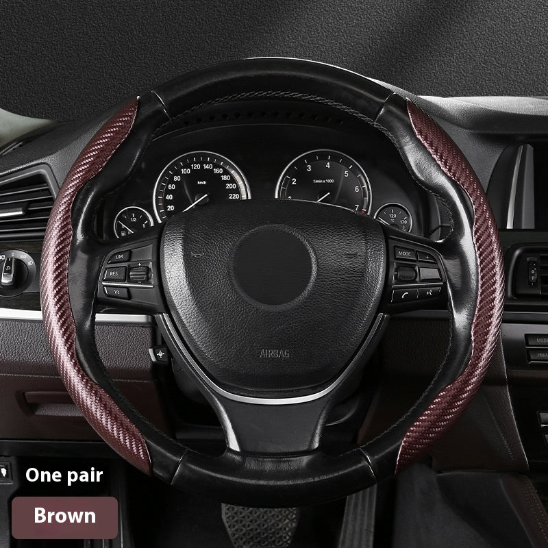 Steering Wheel Cover Sweat-absorbent Suede Carbon Fiber Pattern Protective Cover