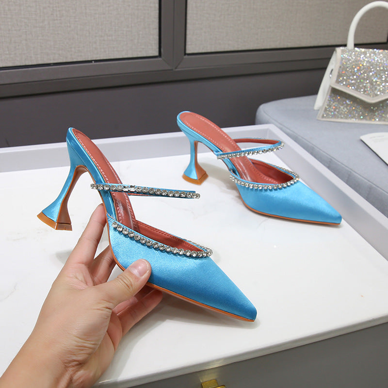 Women's Fashion Pointed Toe Rhinestone High-heeled Sandals