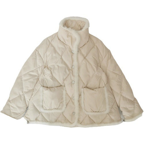 Mink Fur Stitching White Duck Down Short Jacket Women