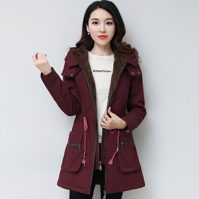 Fashion Women's Hooded Plus Fleece Cotton Coat