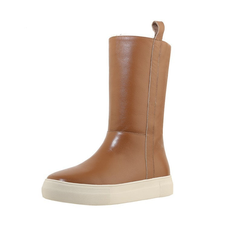 Snow boots women's mid-tube with plush fur