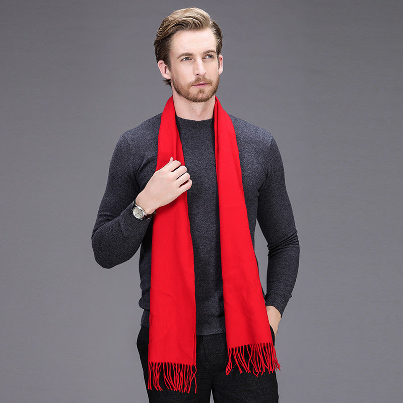 High-end brand winter cashmere scarf Men and women with pure wool warm retro thickened long collar