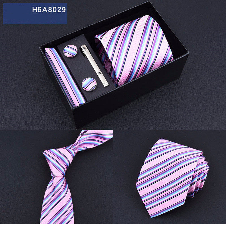 Business 8cm Striped Blue Black Tie