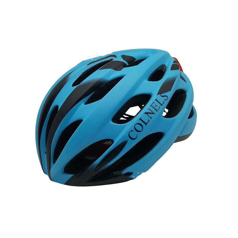 Bicycle helmet with taillight warning light glowing insect screen