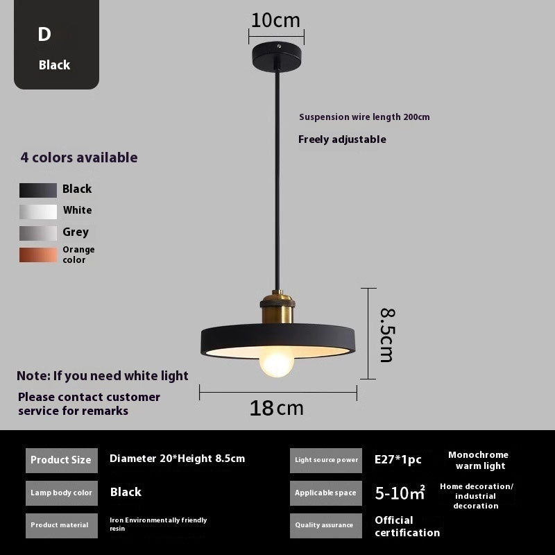 Simple Chandelier Dining Table Bar Lamp Bedroom Bedside Iron Droplight