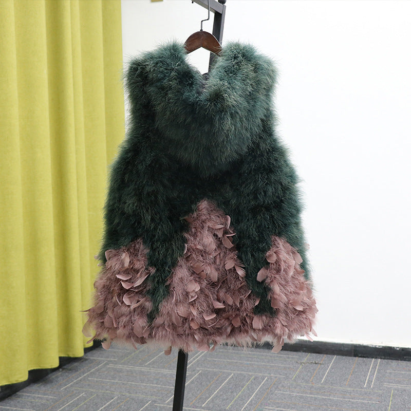 Women's Simple Ostrich Hair Lace Fur Vest