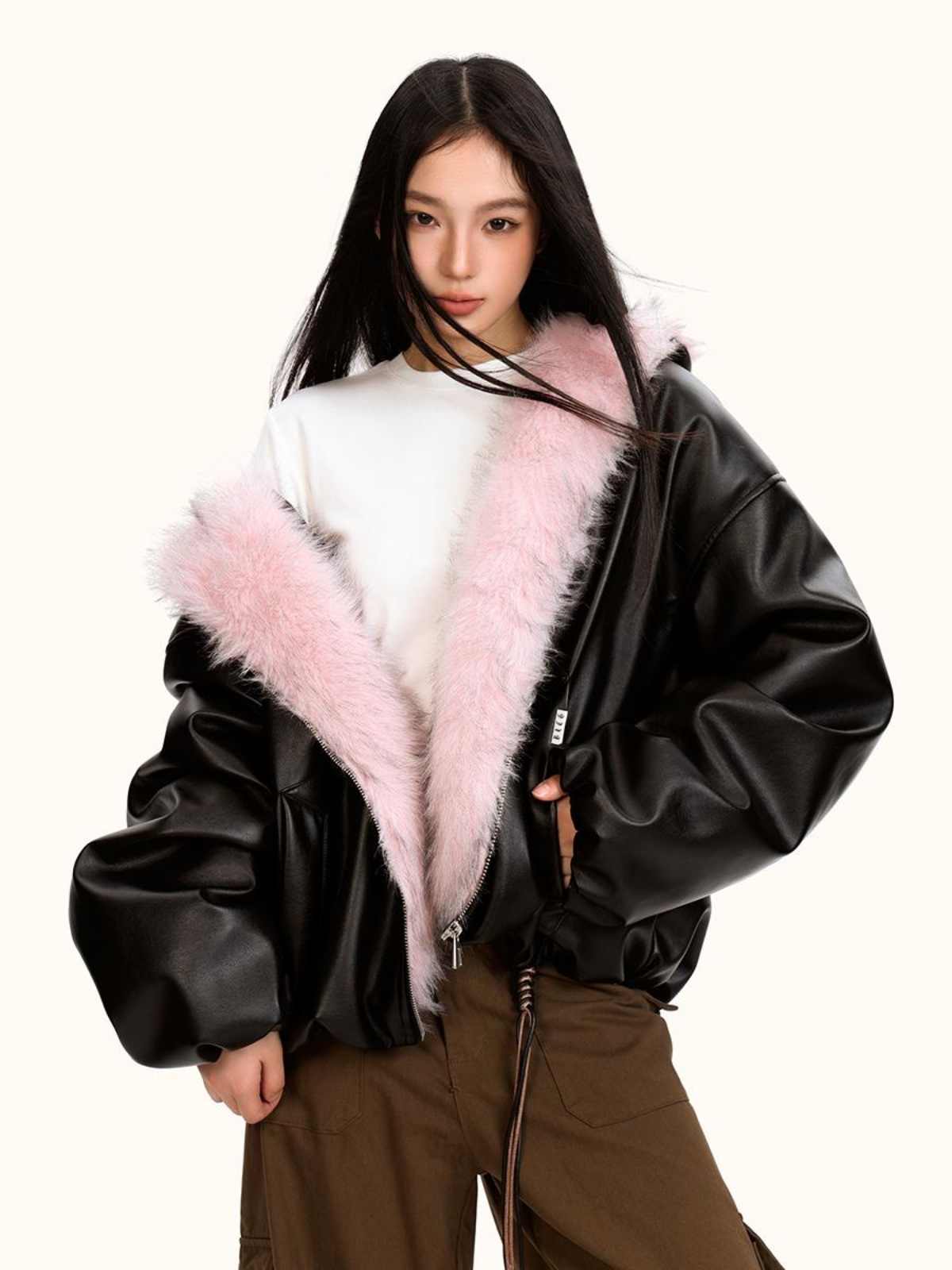 Male And Female Trendy Brand PU Leather Jacket Hooded Autumn And Winter