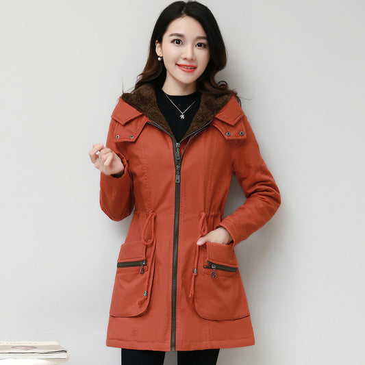 Fashion Women's Hooded Plus Fleece Cotton Coat