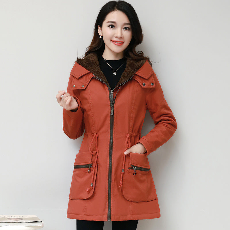 Fashion Women's Hooded Plus Fleece Cotton Coat