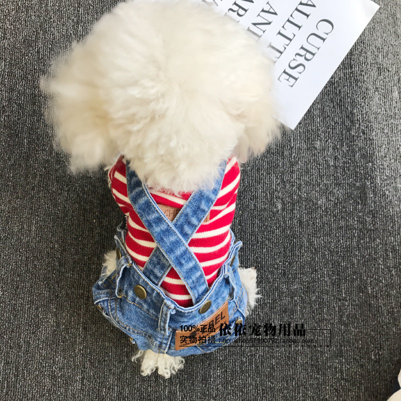 All-match Suspender Pants Pet Clothes Dog Denim Pants