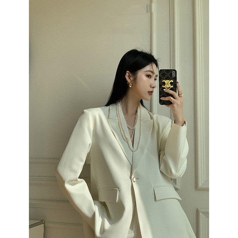 Korean Style Women's Back Hollow Lace  Back Suit