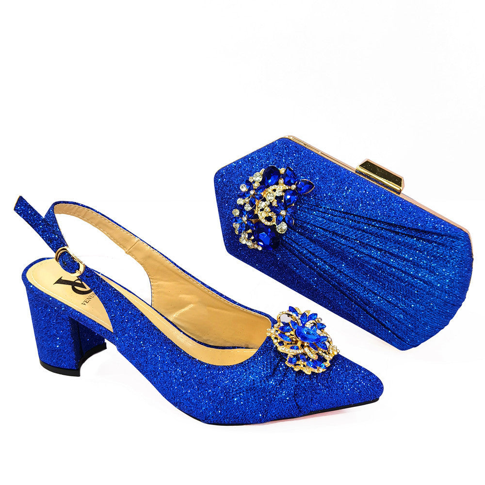 Pointed High Heel Sandals With Chain Crossbody Bag