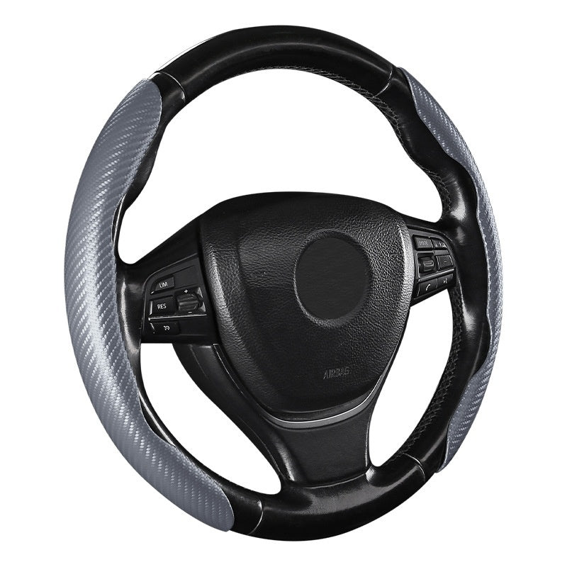Steering Wheel Cover Sweat-absorbent Suede Carbon Fiber Pattern Protective Cover