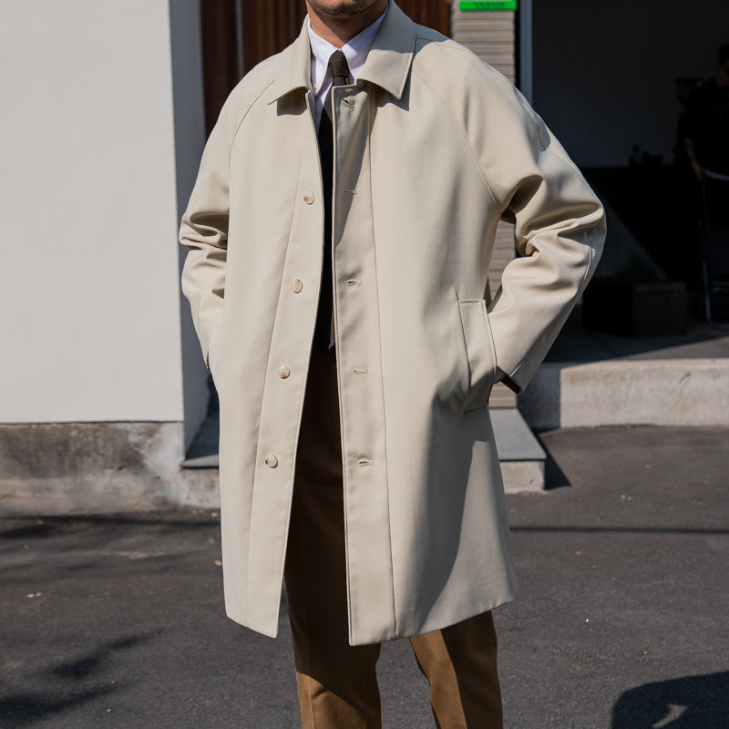 Men's Anti-wrinkle Draping Casual Coat Mid-length Trench Coat