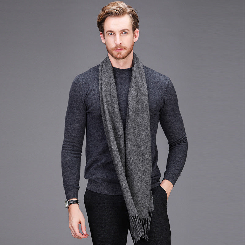 High-end brand winter cashmere scarf Men and women with pure wool warm retro thickened long collar