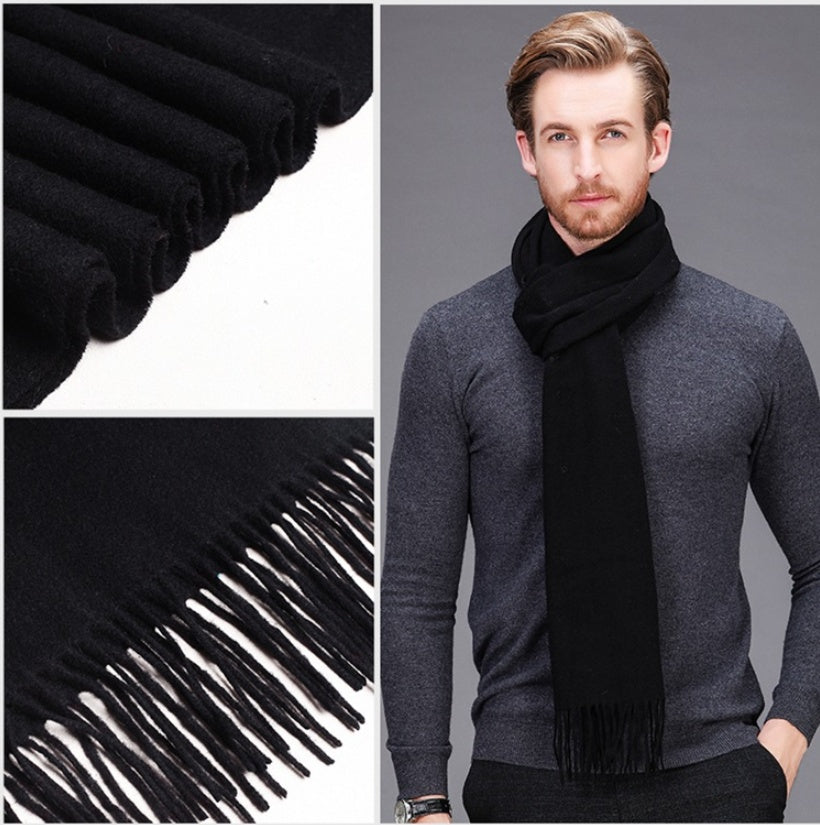 High-end brand winter cashmere scarf Men and women with pure wool warm retro thickened long collar
