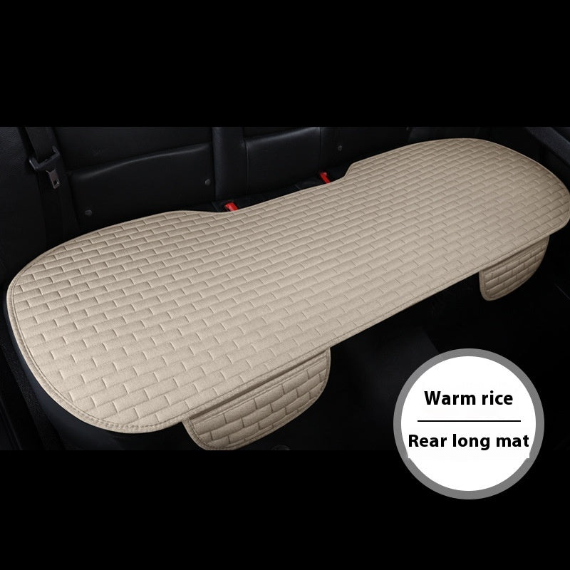 Linen Car Seat Cushion Three-piece Seat Protective Pad