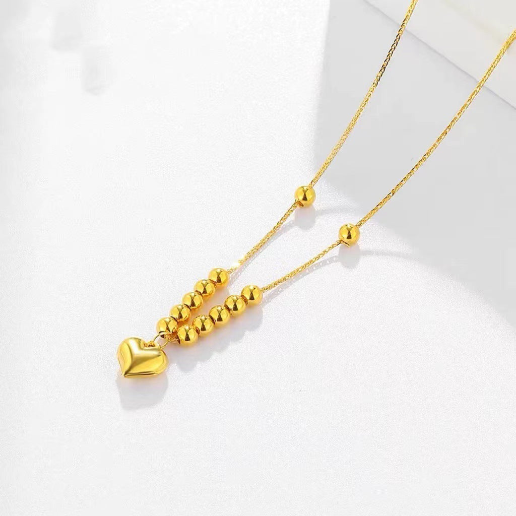Gold Yellow Love Golden Balls All-match Necklace