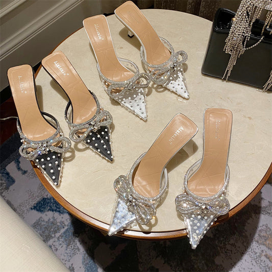 Transparent Crystal Shoes Women's Fashion Rhinestone Design Sense Sandals And Slippers