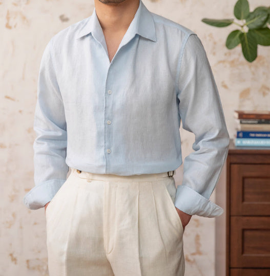 Holiday Commuter Half-open Collar Breathable Casual Long-sleeved Shirt