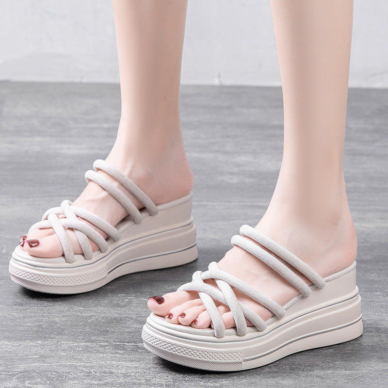 Women's Fashion Casual Thick Bottom One Word Sandals