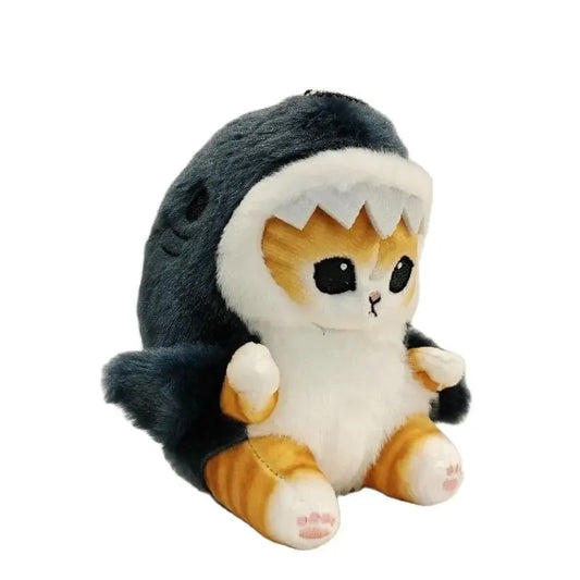 Kawaii Anime Hobby Tempura Fried Shrimp Shark Cat Plush Doll Keychain Cartoon Cute Pendant Backpack for Girlfriend Gift Christm