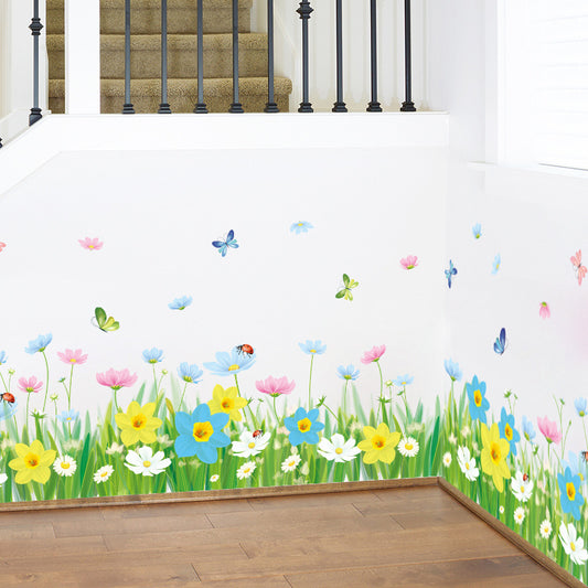 Flower Stickers Skirting Line Decoration Hyaloid Membrane Waterproof Wall Stickers