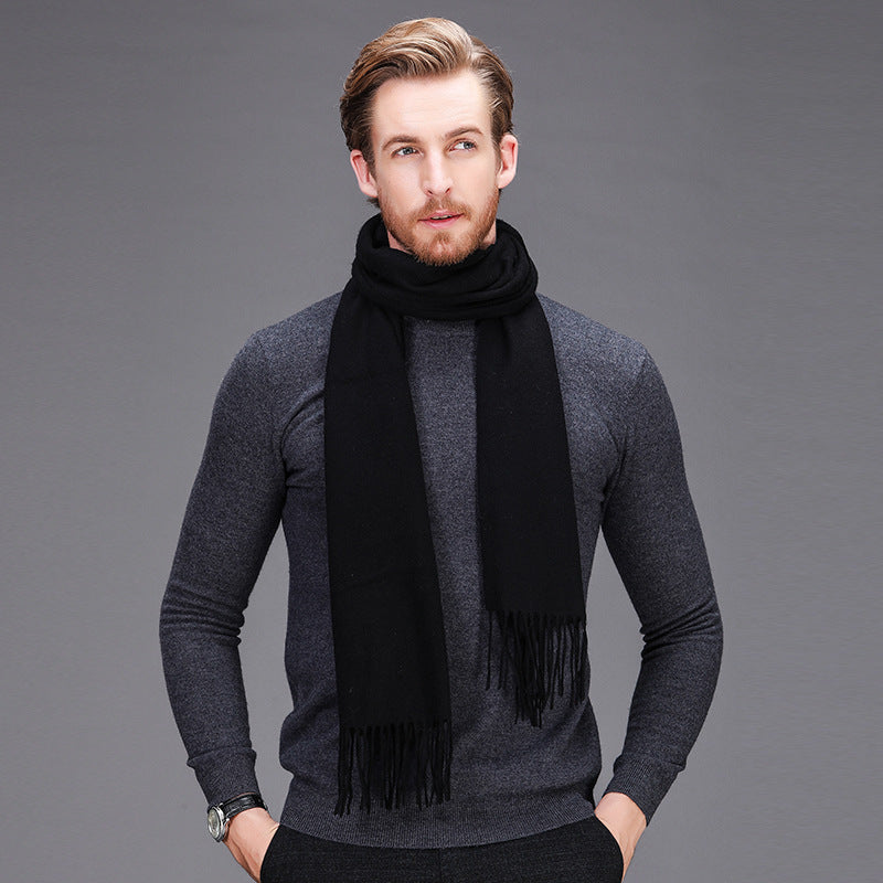 High-end brand winter cashmere scarf Men and women with pure wool warm retro thickened long collar