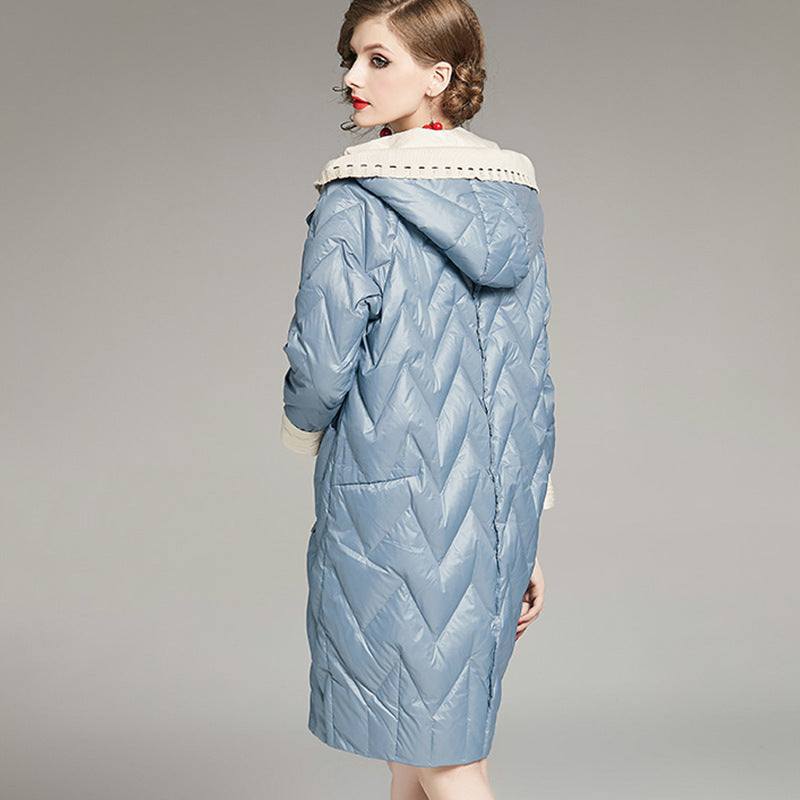 Patchwork straight down jacket