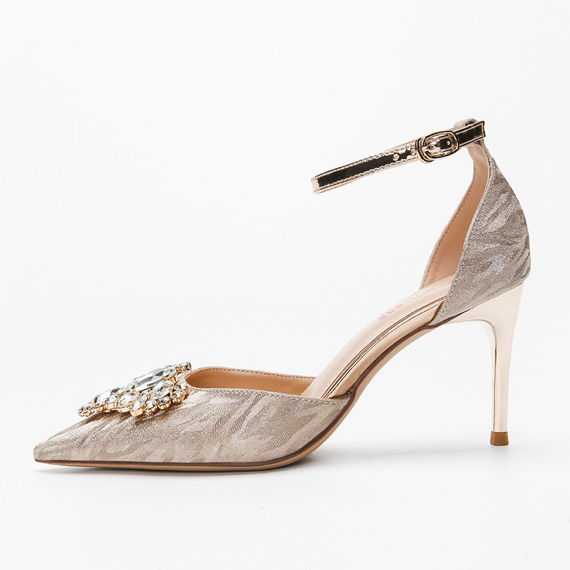 Pointed Stiletto Wedding Shoes With Rhinestones