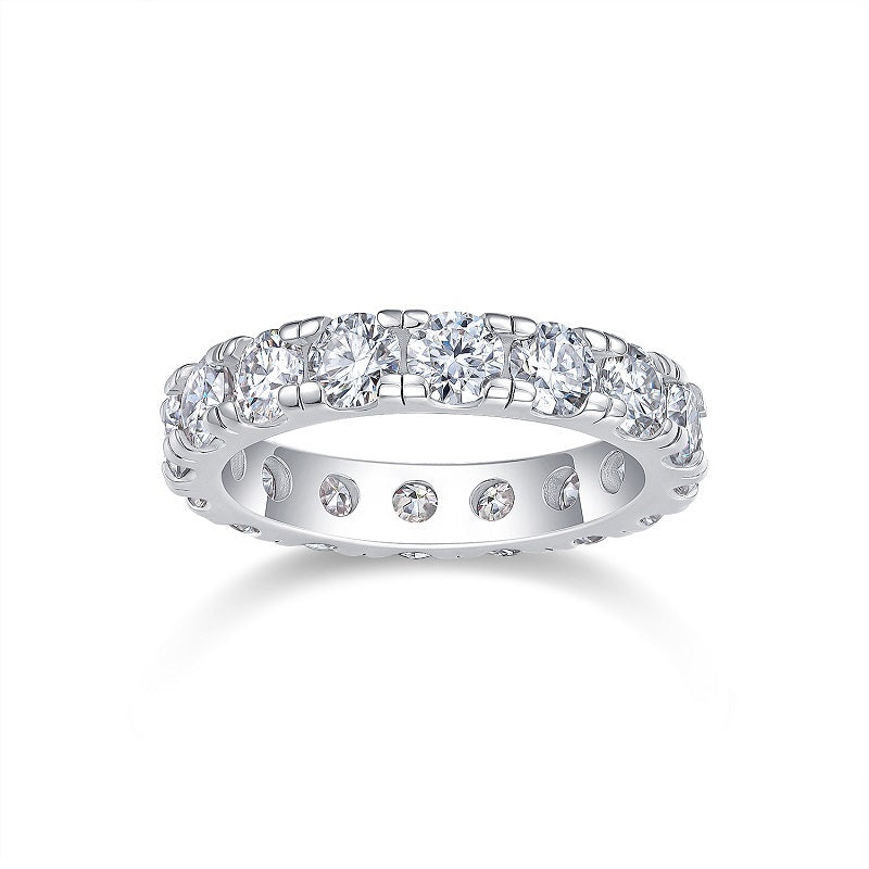 Yearning - A Wedding Ring Set With 0.3-carat Top-quality Moissanite S925 Silver And Platinum-plated Diamond. The Ring Can Be Inspected With A Diamond Pen