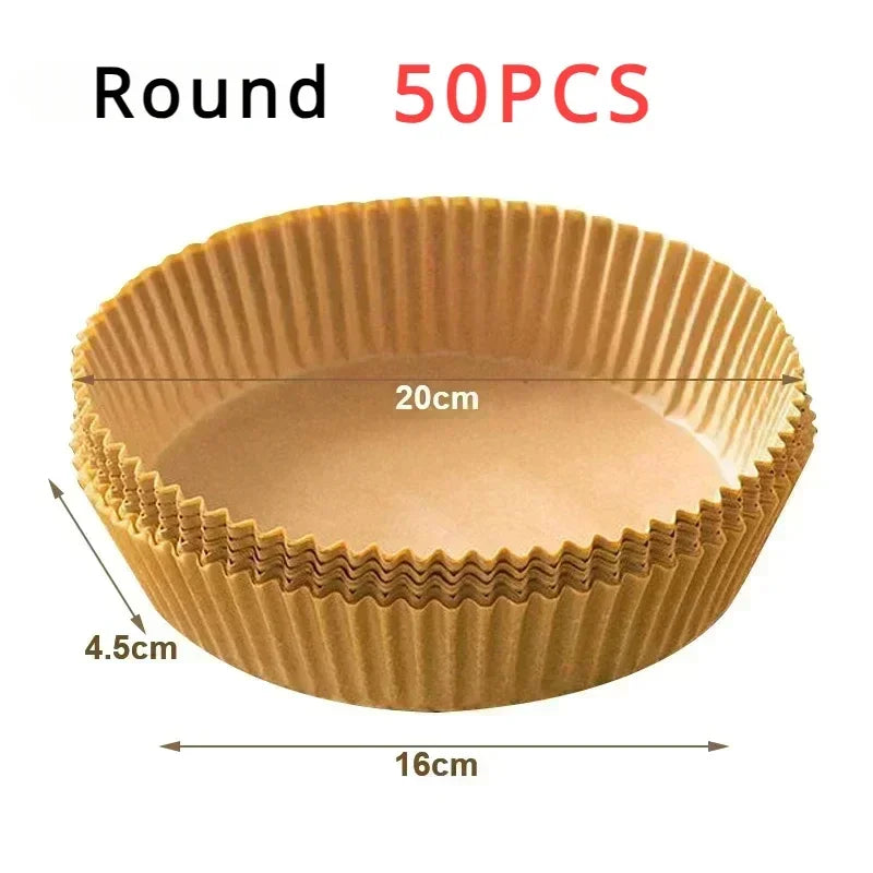 50pcs Air Fryer Paper Grease Absorbent Paper For Household Baking Pans With Thickened Silicone Paper Pads