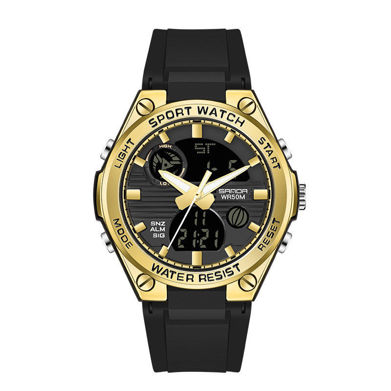 Men's Dual Display Waterproof Luminous Couple Sports Electronic Watch