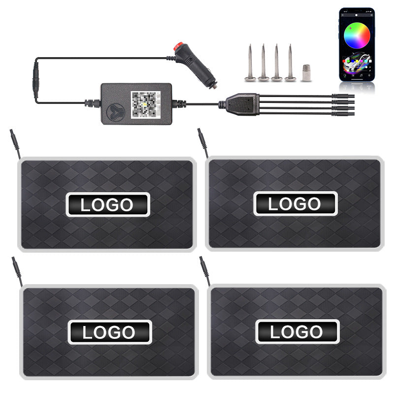 Car Foot Mat Ambience Light Led Car Decorative Light Bluetooth RGB Foot Sound Control Rhythm Lamp