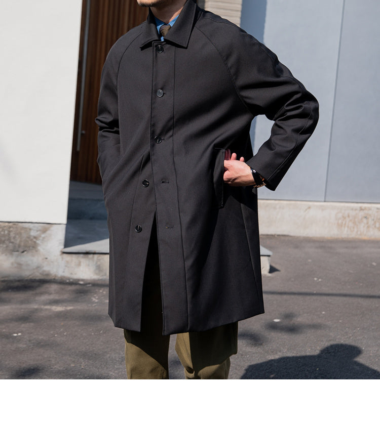 Men's Anti-wrinkle Draping Casual Coat Mid-length Trench Coat