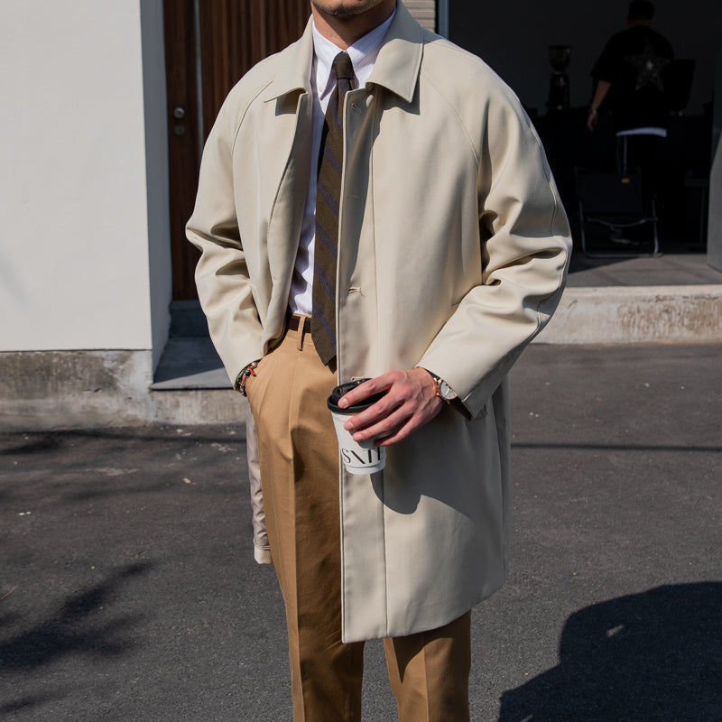 Men's Anti-wrinkle Draping Casual Coat Mid-length Trench Coat