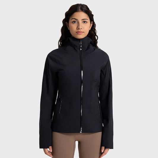 Autumn And Winter New Hooded Windbreaker Outdoor Windproof Waterproof Sports Coat For Women