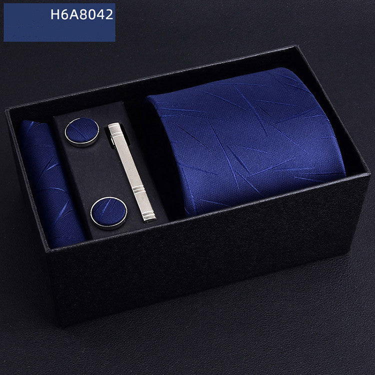 Business 8cm Striped Blue Black Tie