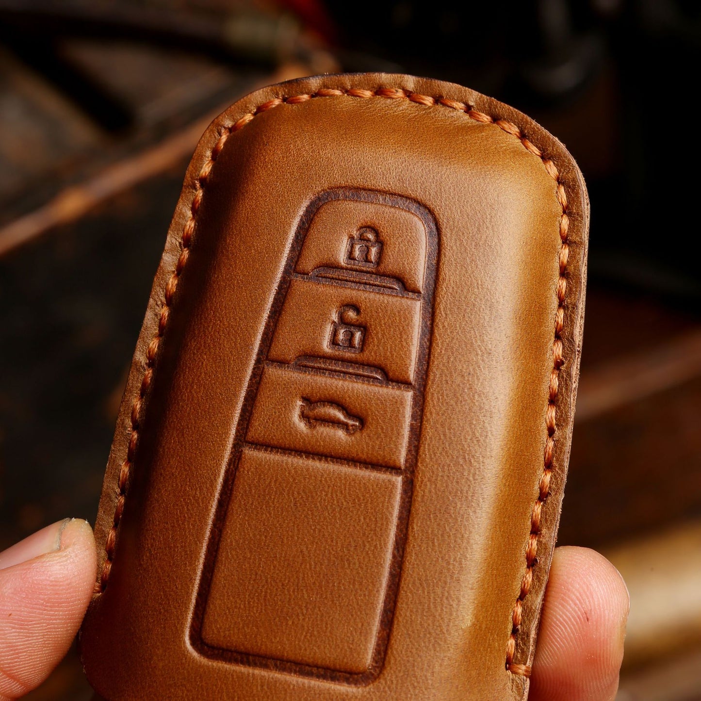 Leather Car Key Case Crazy Horse Leather