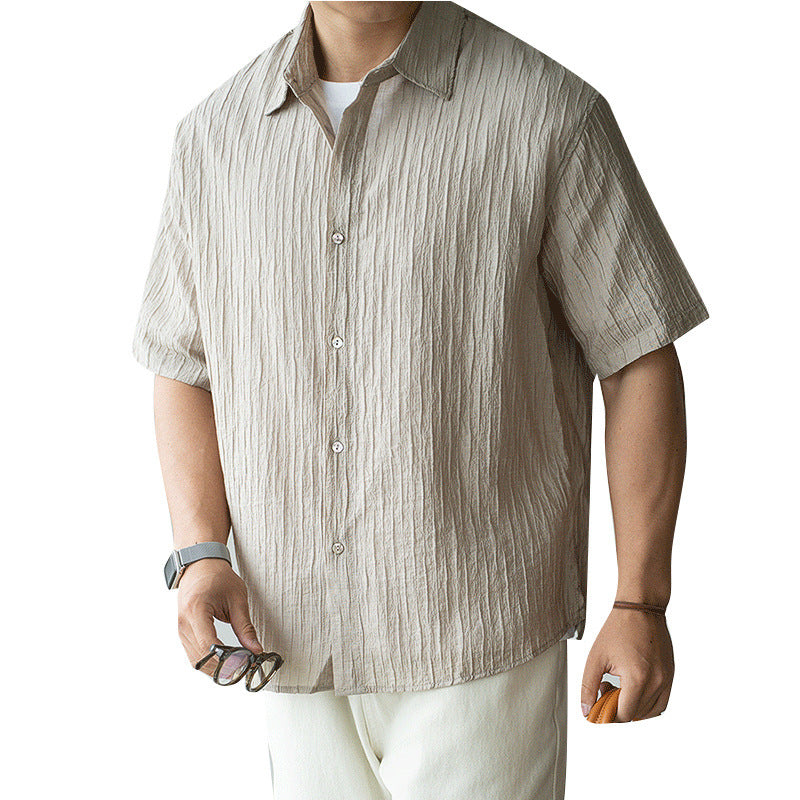 Slightly Wrinkled Light Business Shirt Men's Lapel Short Sleeve Shirt