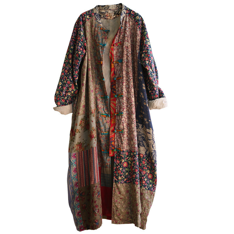 Vintage Chinoiserie Contrast Cotton And Linen Jacket